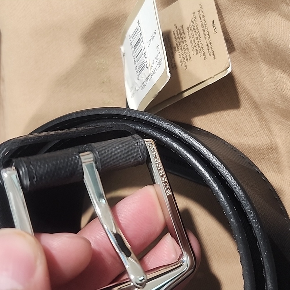 Men's Black Burberry Leather Belt